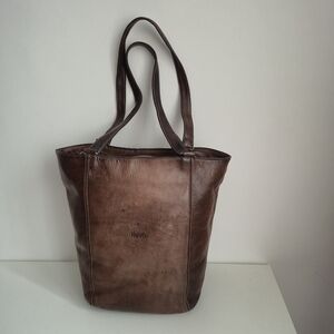 Vintage Roots Brown Leather Tote Bag Made in Canada